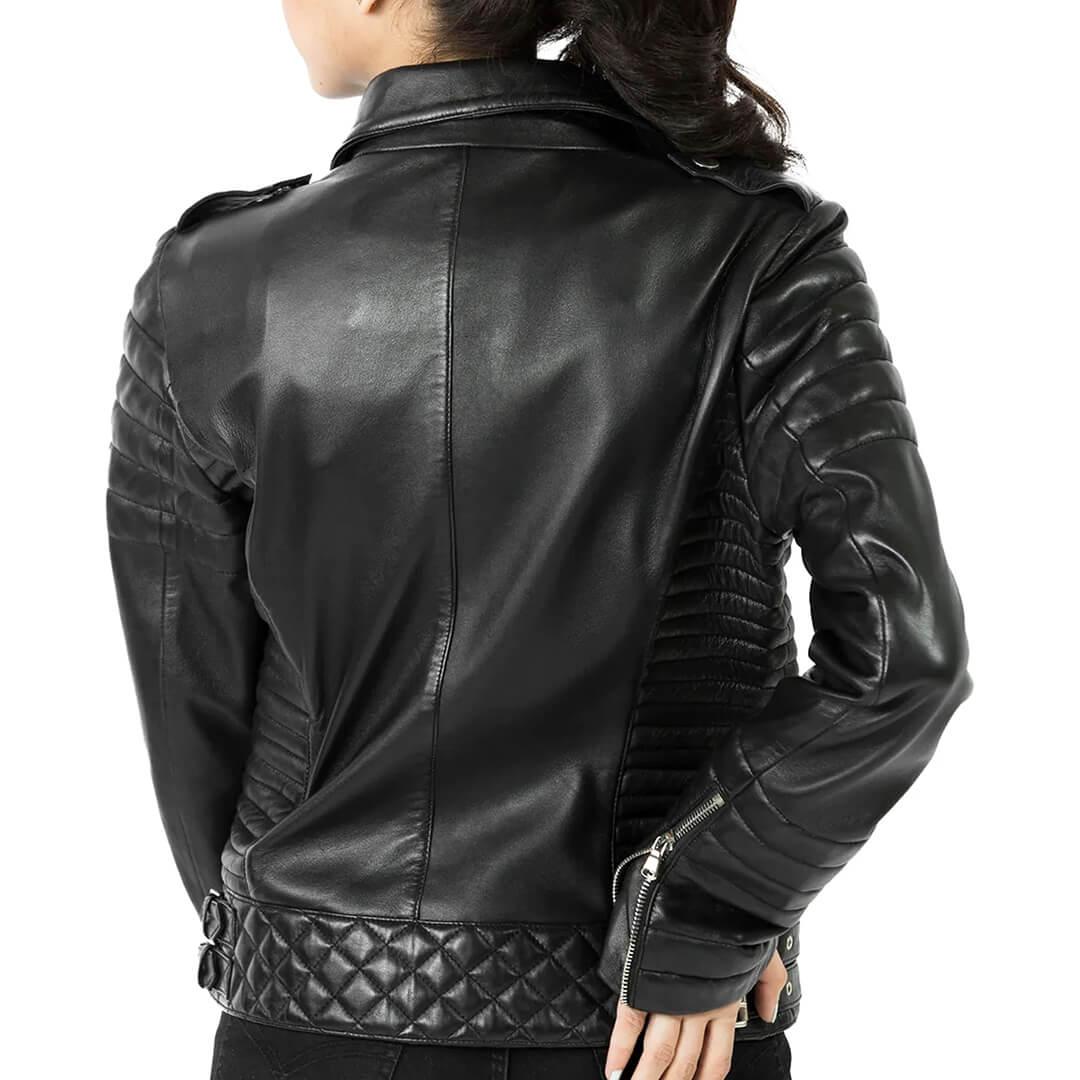Dora Quilted Leather Jacket with Zipper-Cuffs